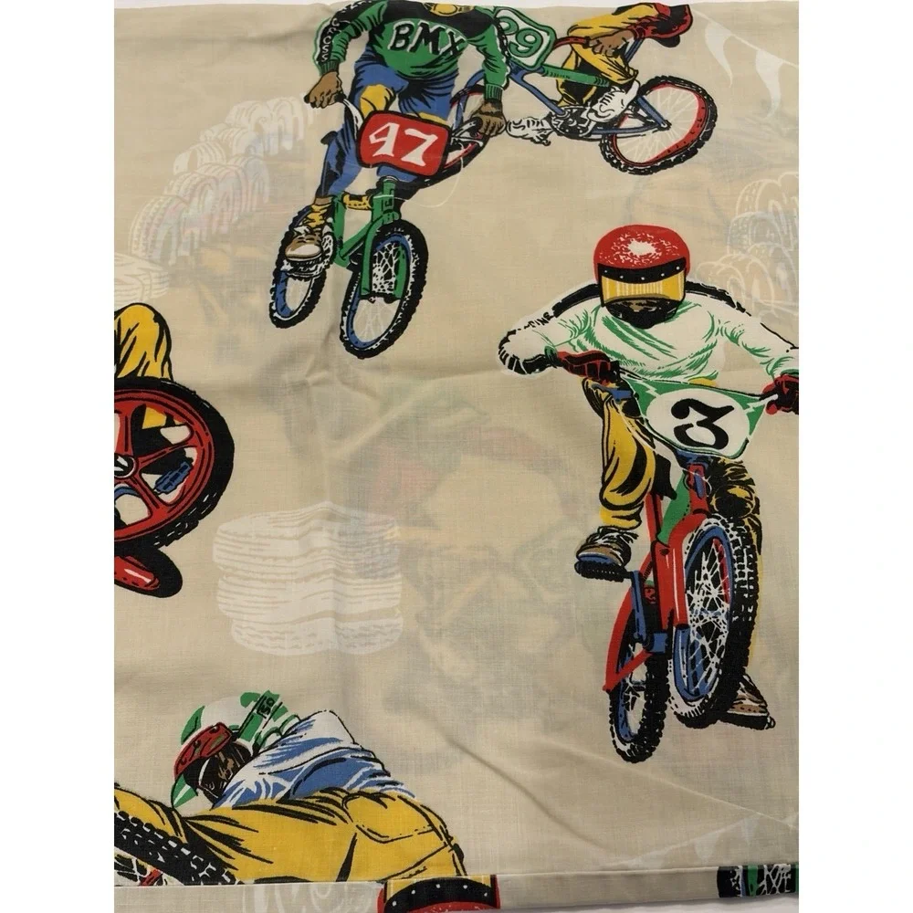 Vintage BMX Dirt Bike Novelty Pillowcase Set 2 Motocross‎ Racing 80s Retro Print